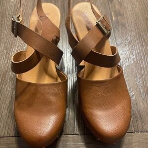 KORKS Abloom Strappy Slingback Clog Platform Size 10 tan brown